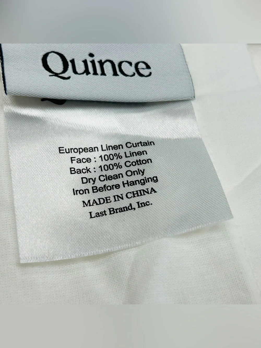 QUINCE Set Of 2 48x108 European Linen Curtains White 9057
